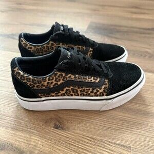 Vans Old Skool Girls Sneakers Multicolor Leopard Print Lace Up Size 3